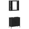 vidaXL Bathroom Furniture Set with Shelf 4 pcs Black Engineered wood