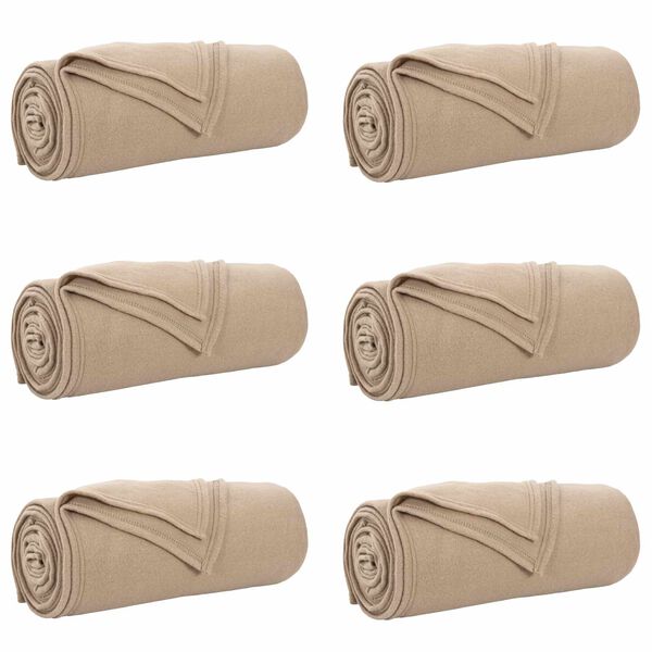 vidaXL Throw Blankets 6 pcs Camel 240 x 220 cm Fleece