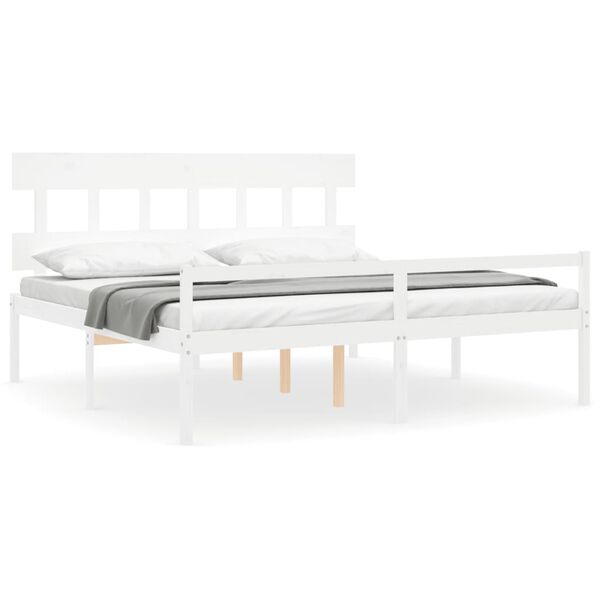 vidaXL Senior Bed without Mattress White 200x200 cm Solid Wood
