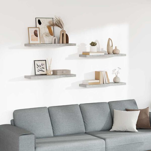 vidaXL Floating Wall Shelves 4 pcs Concrete Grey 80x23.5x3.8 cm MDF