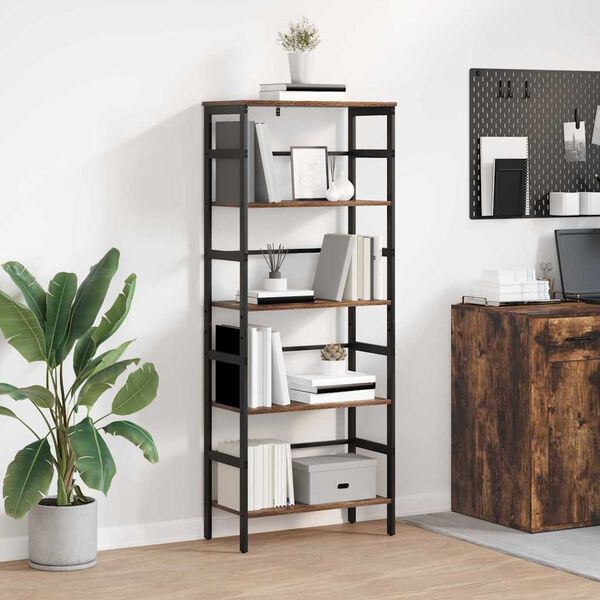 vidaXL Bookshelf Smoked Oak 60 x 29.5 x 149 cm Engineered Wood