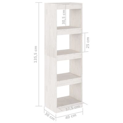 vidaXL Book Cabinet Room Divider White 40x30x135.5 cm Pinewood