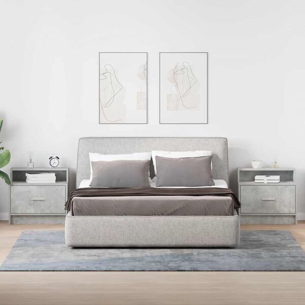 vidaXL Bedside Cabinets with Drawer 2 pcs Concrete Grey 51x31x47 cm