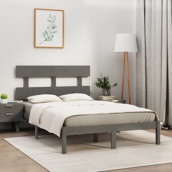 vidaXL Bed Frame without Mattress Grey 200x200 cm Solid Wood