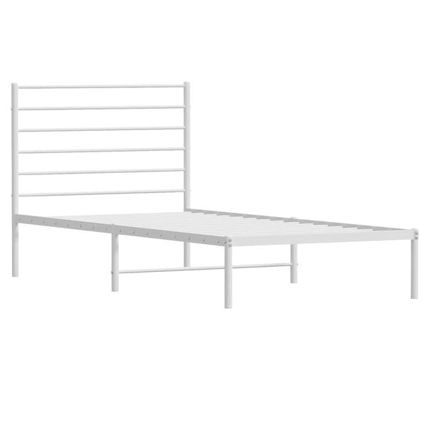 vidaXL Metal Bed Frame without Mattress with Headboard White 75x190cm
