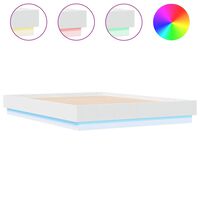 vidaXL Bed Frame with LED Lights White 120x190 cm Small Double