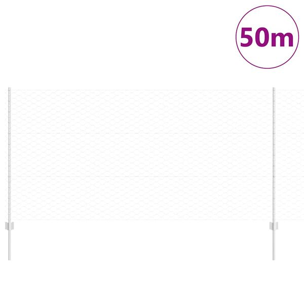 vidaXL Fence with Post Silver 1.2 x 50 m Steel