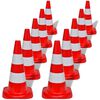 10 Reflective Traffic Cones Red and White 50 cm