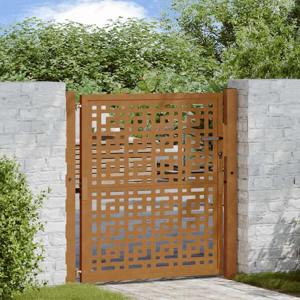 vidaXL Garden Gate 100x100 cm Weathering Steel Cross Design