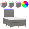 vidaXL Box Spring Bed with Mattress&LED Dark Grey 120x200 cm Fabric