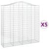 vidaXL Arched Gabion Baskets 5 pcs 200x50x200/220 cm Galvanised Iron