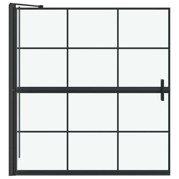 vidaXL Bath Shower Screen Black and Transparent 116 x 68 x 128 cm