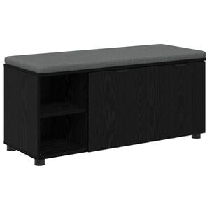 vidaXL Hall Bench with Cushion with Shelf Black Oak 100 x 38 x 46 cm