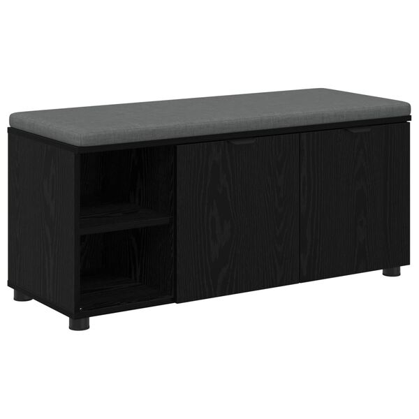vidaXL Hall Bench with Cushion with Shelf Black Oak 100 x 38 x 46 cm