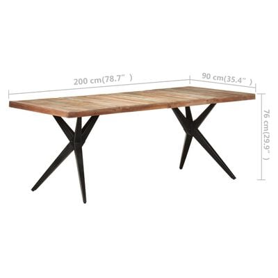 vidaXL Dining Table 200x90x76 cm Solid Reclaimed Wood