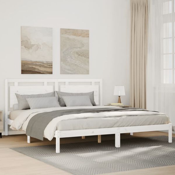vidaXL Extra Long Bed Frame without Mattress&nbsp;White 200x210 cm Solid Wood