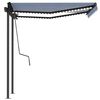 vidaXL Manual Retractable Awning with LED 3.5x2.5 m Blue and White