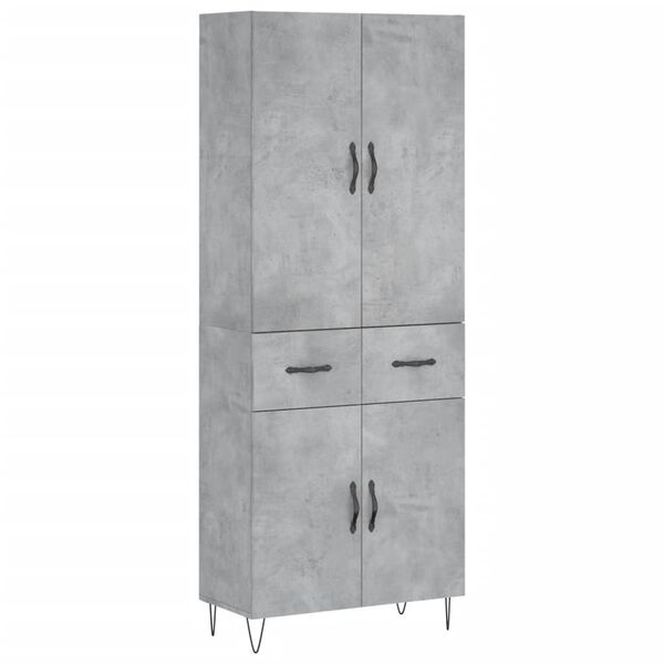 vidaXL Highboard Concrete Grey 69.5x34x180 cm Engineered Wood
