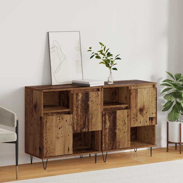vidaXL Sideboard 2 pcs Old Wood 60 x 35 x 70 cm