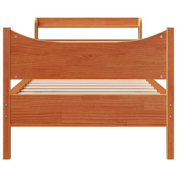 vidaXL Bed Frame with Headboard Wax Brown 100x200 cm Solid Wood Pine