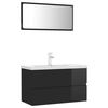 vidaXL Bathroom Furniture Set High Gloss Black Engineered Wood