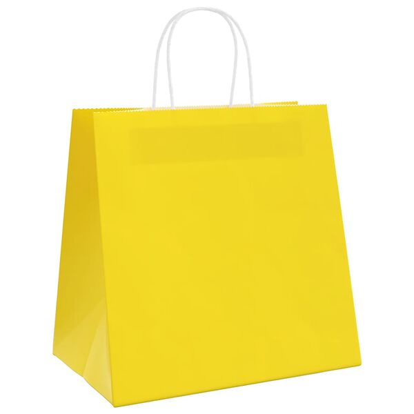 vidaXL Paper Bags 250 pcs with Handles Yellow 26x17x25 cm