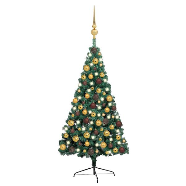 vidaXL Artificial Half Pre-lit Christmas Tree with Ball Set Green 150 cm