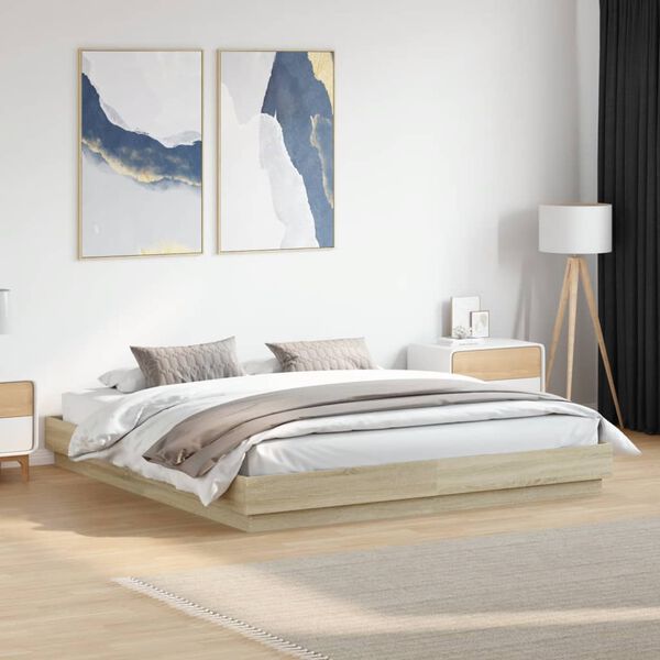 vidaXL Bed Frame without Mattress Sonoma Oak 180x200 cm Super King