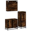 vidaXL 3 Piece Bathroom Furniture Set Smoked Oak Engineered Wood
