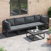 vidaXL Garden Sofa Set 4 pcs Black Metal