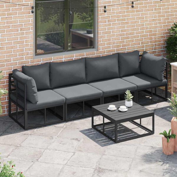 vidaXL Garden Sofa Set 4 pcs Black Metal