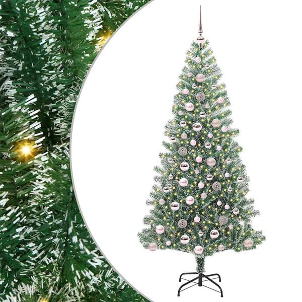 vidaXL Artificial Christmas Tree Snow Flocked with LED Light 180 cm
