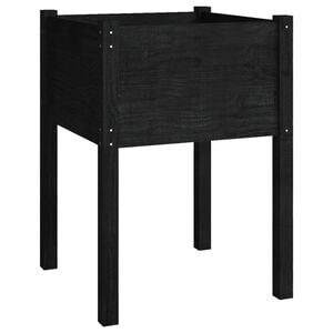 vidaXL Planter | Black | Solid pinewood | Medium | Durable | Planter | Square