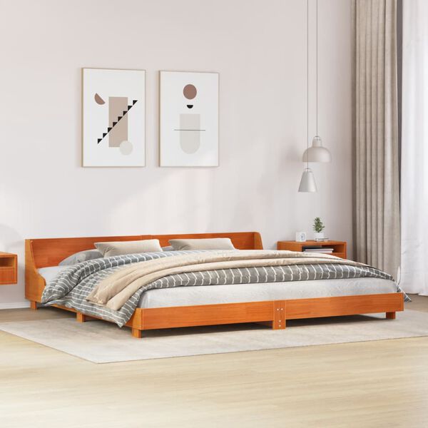 vidaXL Bed Frame without Mattress Wax Brown 200x200 cm Solid Wood Pine