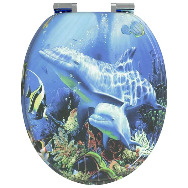 vidaXL Soft-Close Toilet Seat Blue 44 x 38 cm MDF board