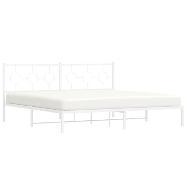 vidaXL Metal Bed Frame without Mattress with Headboard White 193x203cm