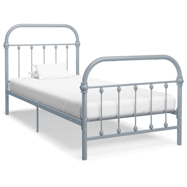 vidaXL Bed Frame without Mattress Grey Metal 100x200 cm