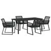 vidaXL Garden Dining Set 5 pcs Black Powder-Coated Steel