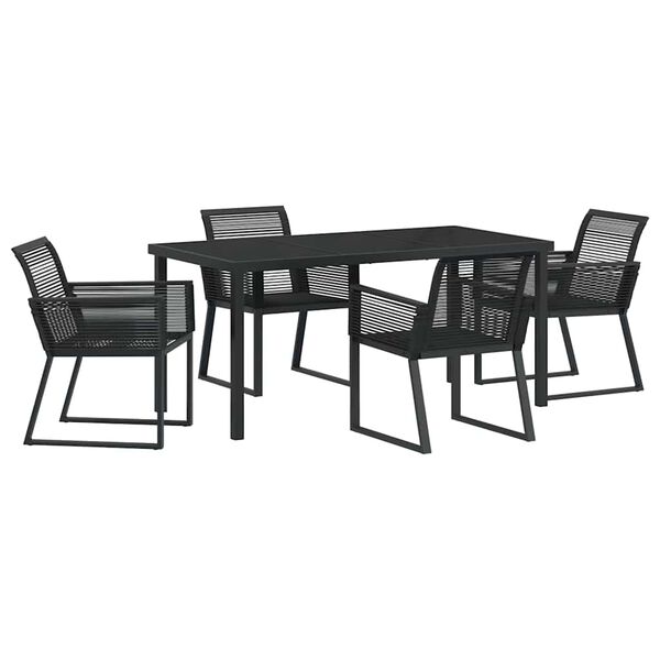 vidaXL Garden Dining Set 5 pcs Black Powder-Coated Steel