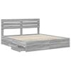 vidaXL Bed Frame with Drawer Grey Sonoma 200 x 200 cm Engineer Wood