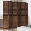 vidaXL Room Divider 6 Panels Dark Brown Solid Wood Paulownia