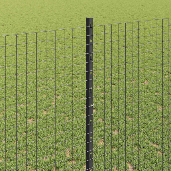 vidaXL Fence with Post Grey 1.4 x 50 m Steel and PVC