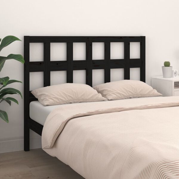 vidaXL Bed Headboard Black 125.5x4x100 cm Solid Wood Pine