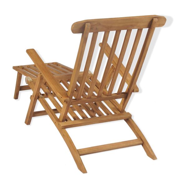vidaXL Deck Chair with Footrest Solid Teak Wood
