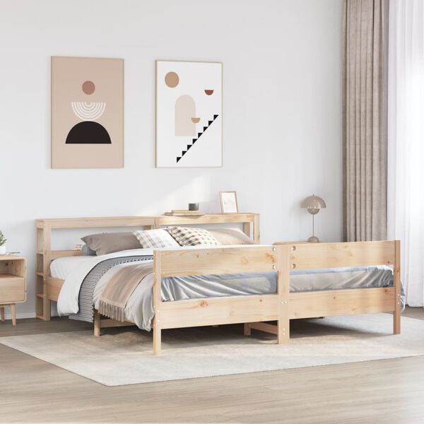 vidaXL Bed Frame without Mattress 180x200 cm Super King Solid Wood Pine