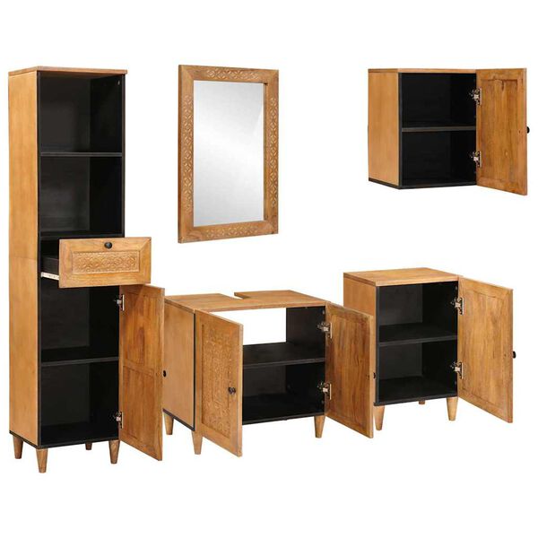 vidaXL Bathroom Furniture Set with Drawer 5 pcs Brown Engineered Wood
