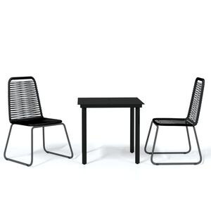 vidaXL 3 Piece Garden Dining Set Black