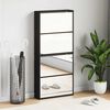 vidaXL Shoe Cabinet with Mirror 4-Layer Black 63x17x134 cm