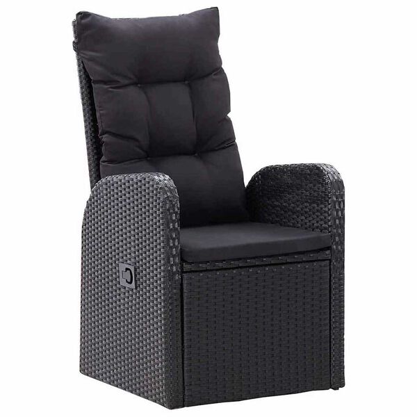 vidaXL Garden Dining Set 5 pcs Black Poly Rattan