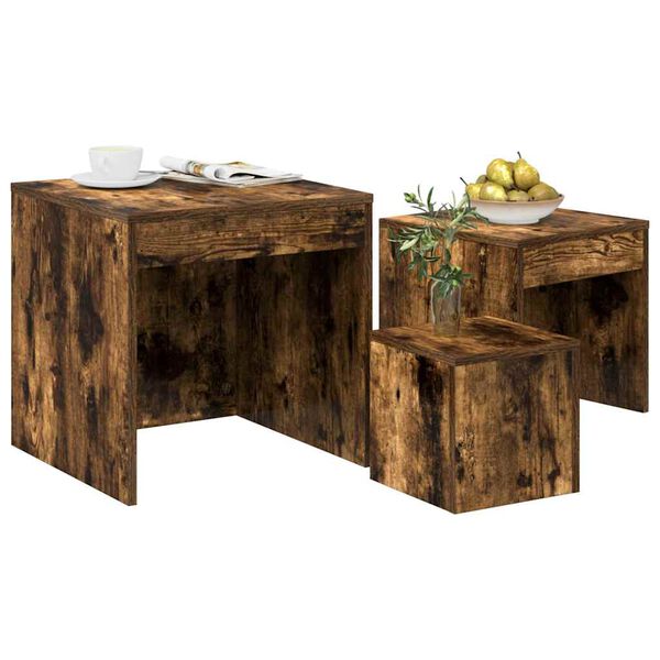 vidaXL Nesting Tables 3 pcs Smoked Oak Engineered Wood